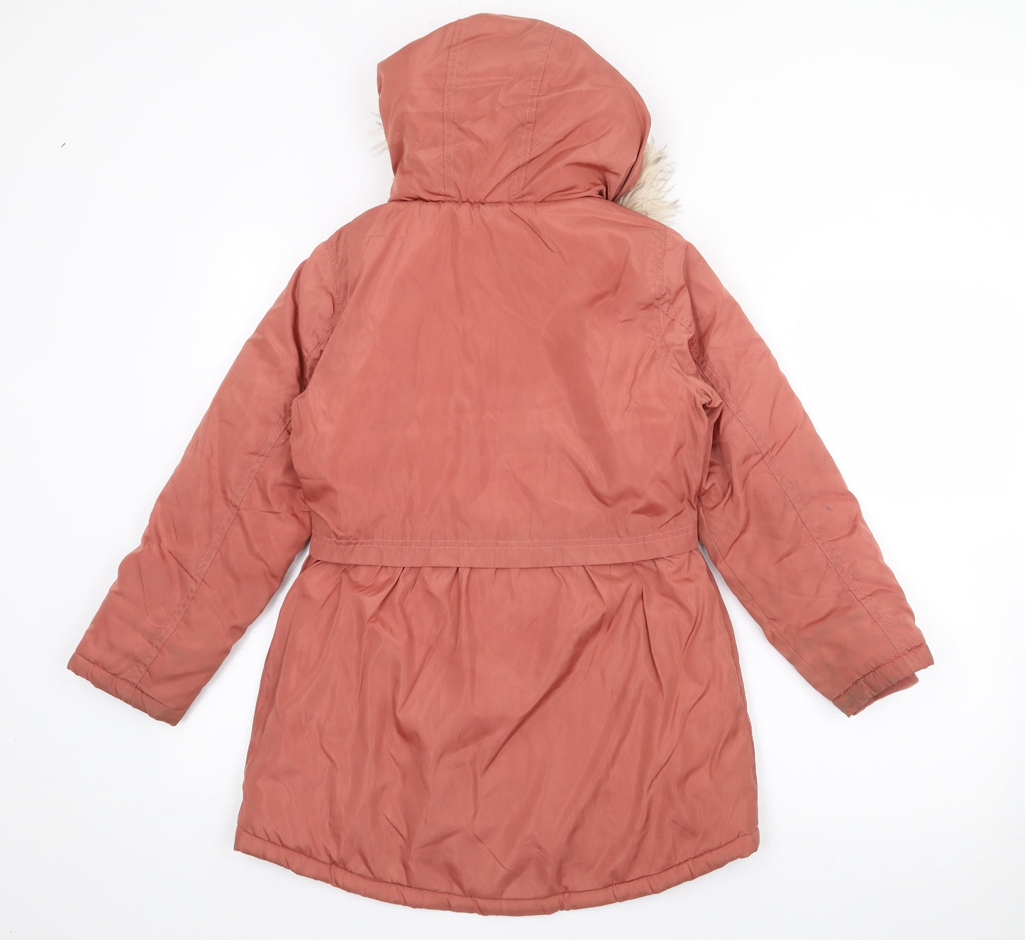 TU Girls Orange   Parka Coat Size 9-10 Years  Zip