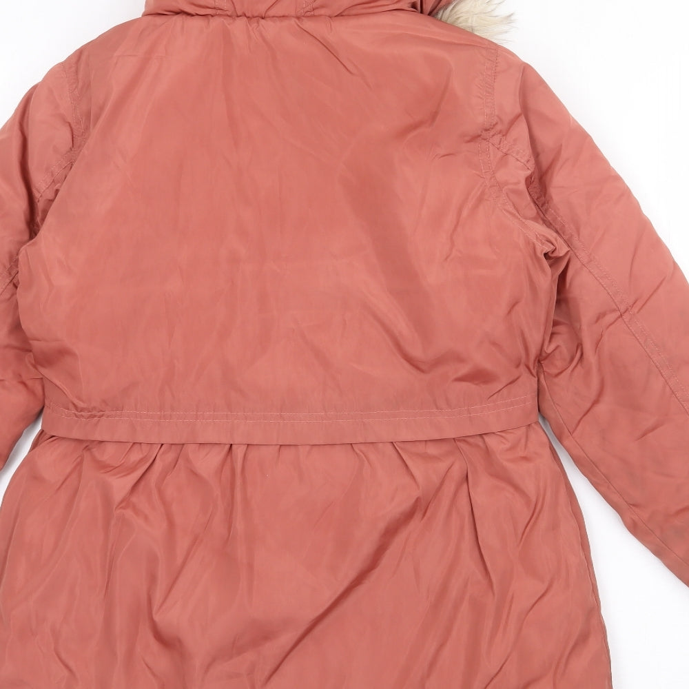 TU Girls Orange   Parka Coat Size 9-10 Years  Zip