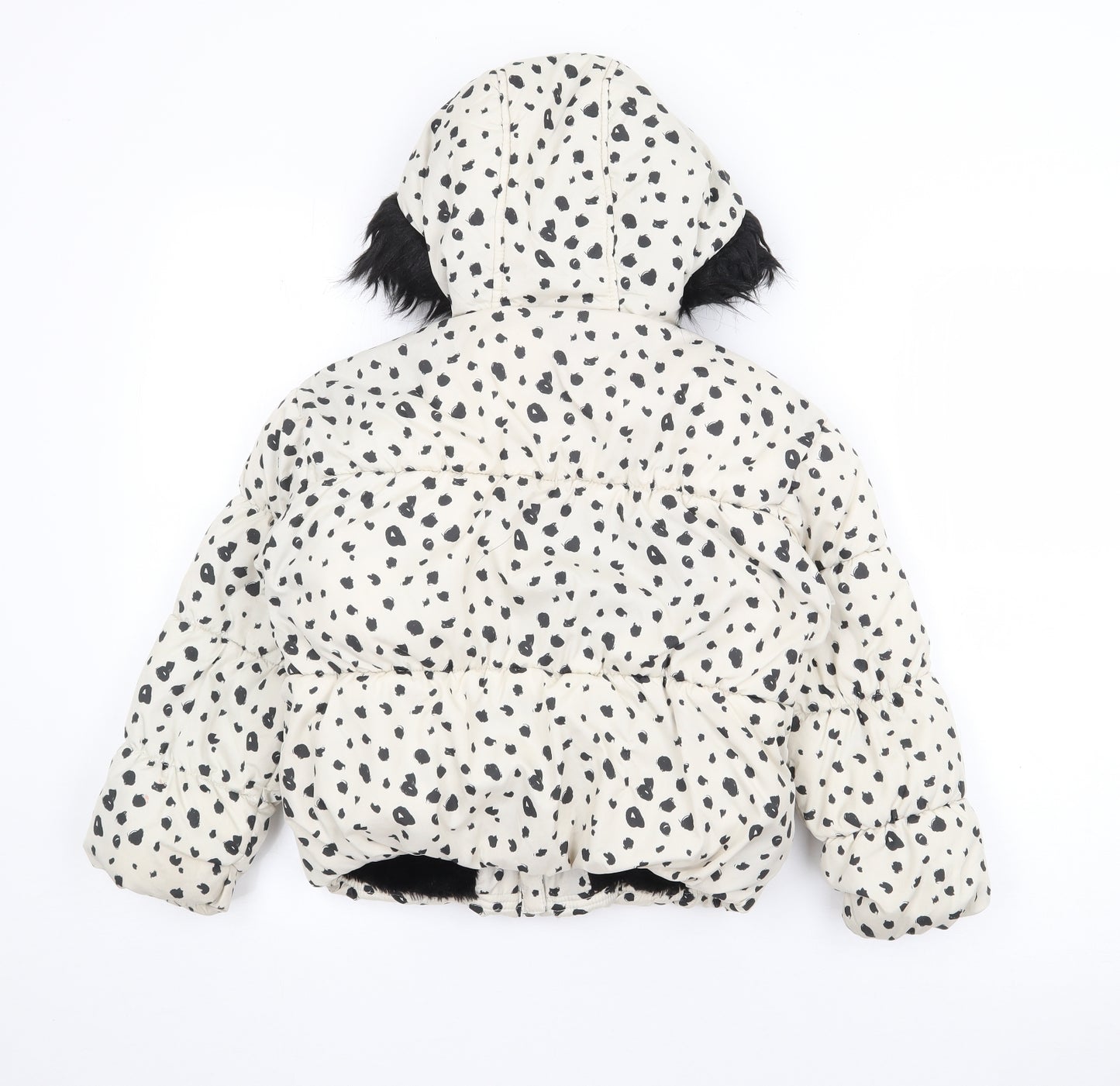 F&F Girls White Polka Dot  Puffer Jacket Coat Size 6-7 Years  Zip
