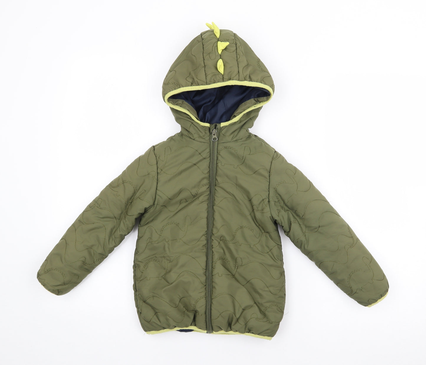 Marks and Spencer Boys Green   Rain Coat Coat Size 4-5 Years  Zip - Dinosaur