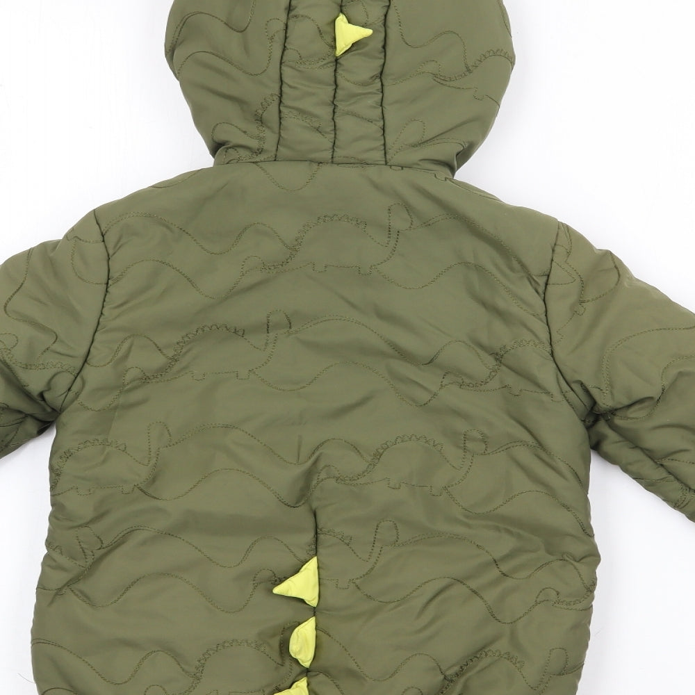 Marks and Spencer Boys Green   Rain Coat Coat Size 4-5 Years  Zip - Dinosaur