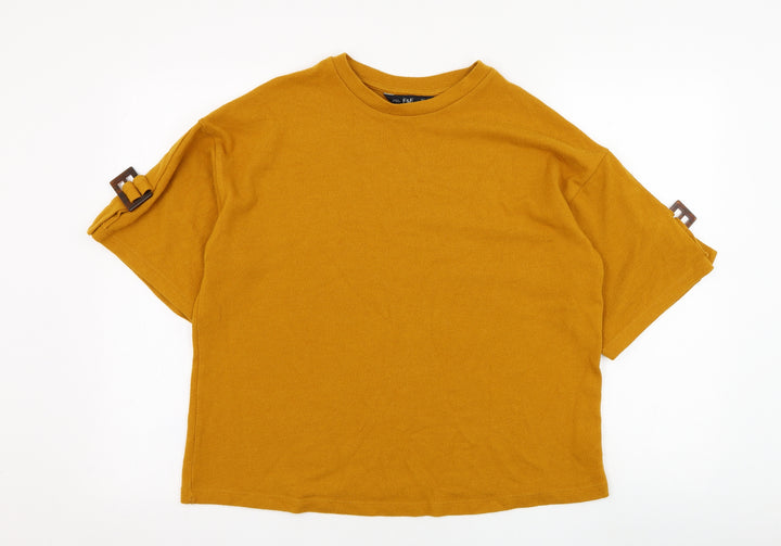F&F Womens Yellow Round Neck Polyester Pullover Jumper Size 12