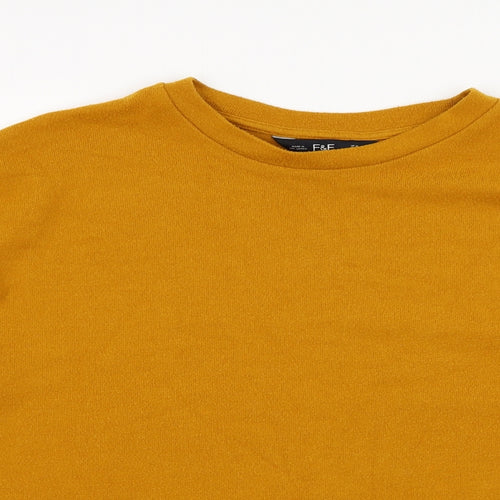 F&F Womens Yellow Round Neck  Polyester Pullover Jumper Size 12