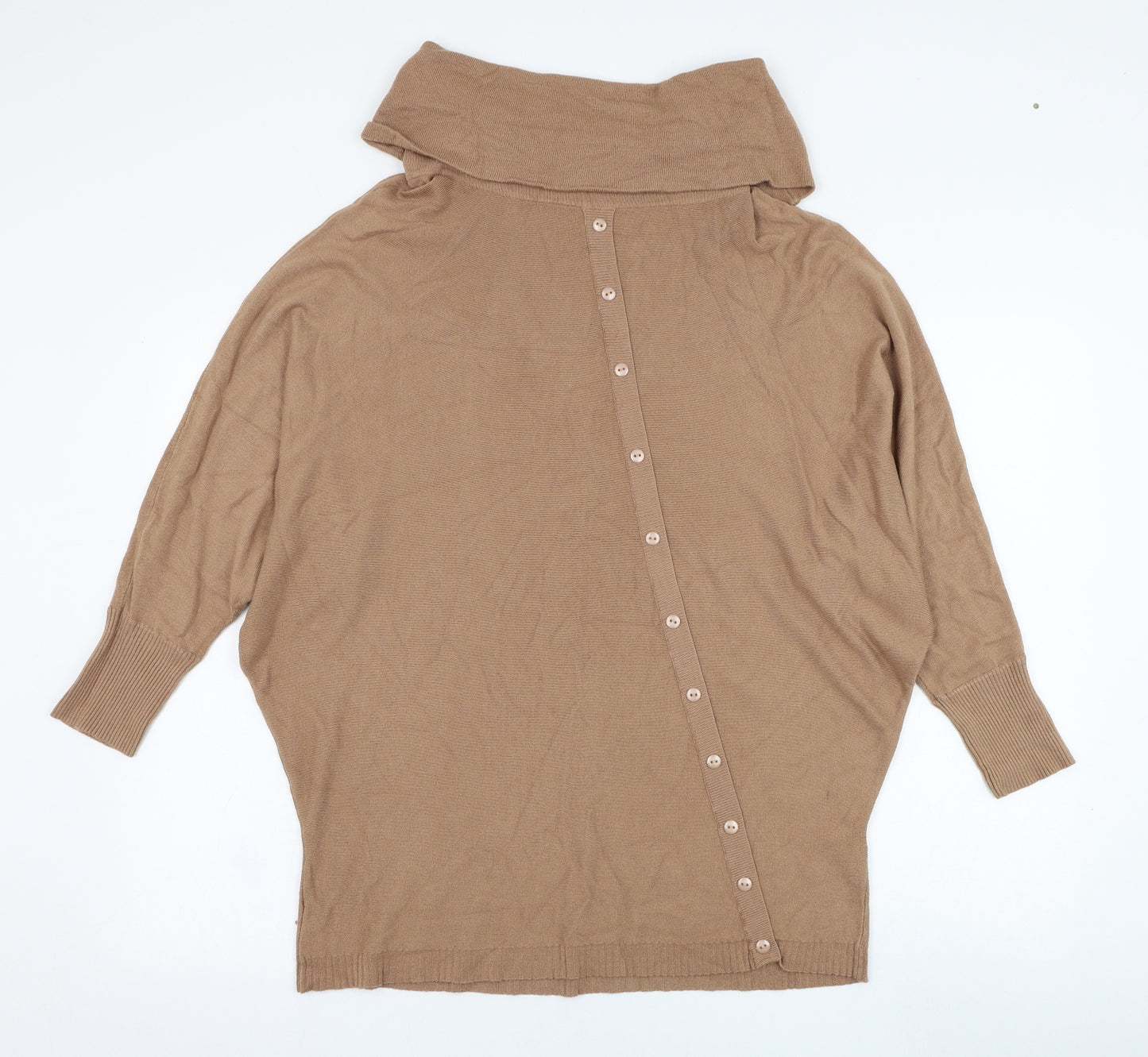Preworn Womens Brown Roll Neck  Polyamide Pullover Jumper Size S