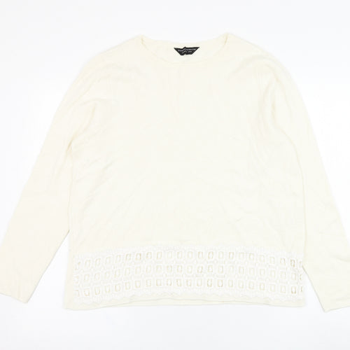 Dorothy Perkins Womens Ivory Round Neck  Viscose Pullover Jumper Size 18