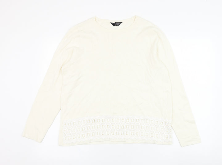 Dorothy Perkins Womens Ivory Round Neck Viscose Pullover Jumper Size 18