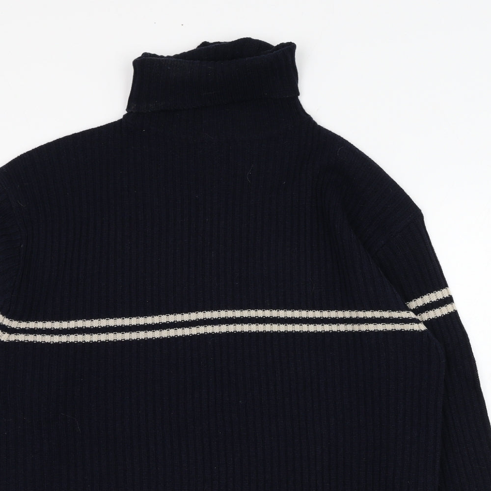 Infuse Mens Blue Roll Neck  Acrylic Pullover Jumper Size XL