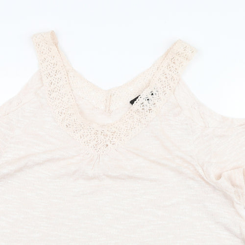 New Look Womens Pink V-Neck  Viscose Pullover Jumper Size 14