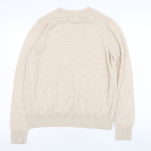 Marks and Spencer Womens Beige Round Neck  Polyester Pullover Jumper Size 12