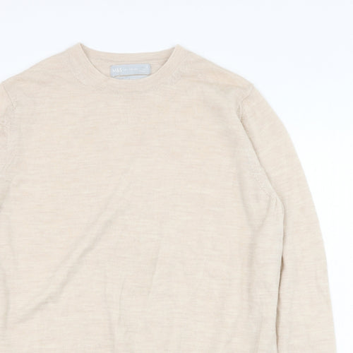 Marks and Spencer Womens Beige Round Neck  Polyester Pullover Jumper Size 12