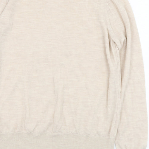 Marks and Spencer Womens Beige Round Neck  Polyester Pullover Jumper Size 12