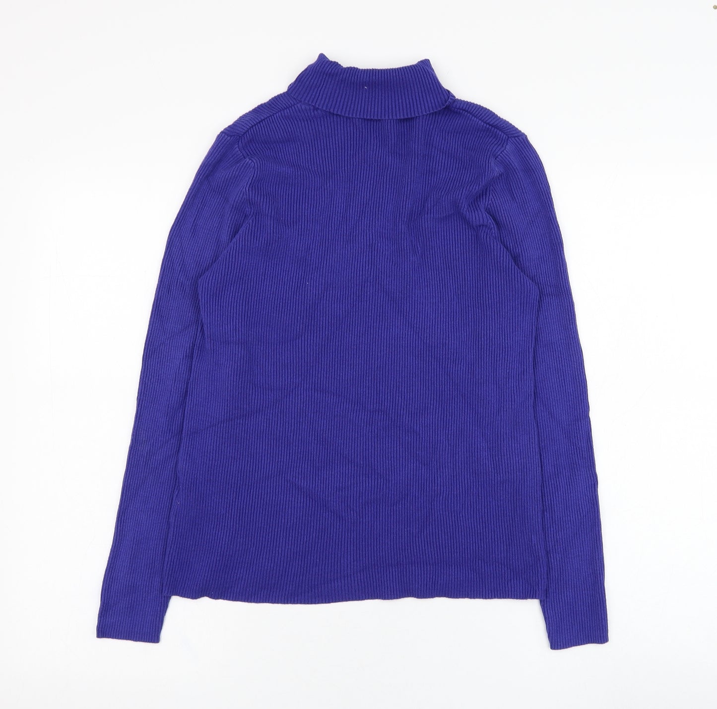 Marks and Spencer Womens Blue Roll Neck  Viscose Pullover Jumper Size 18
