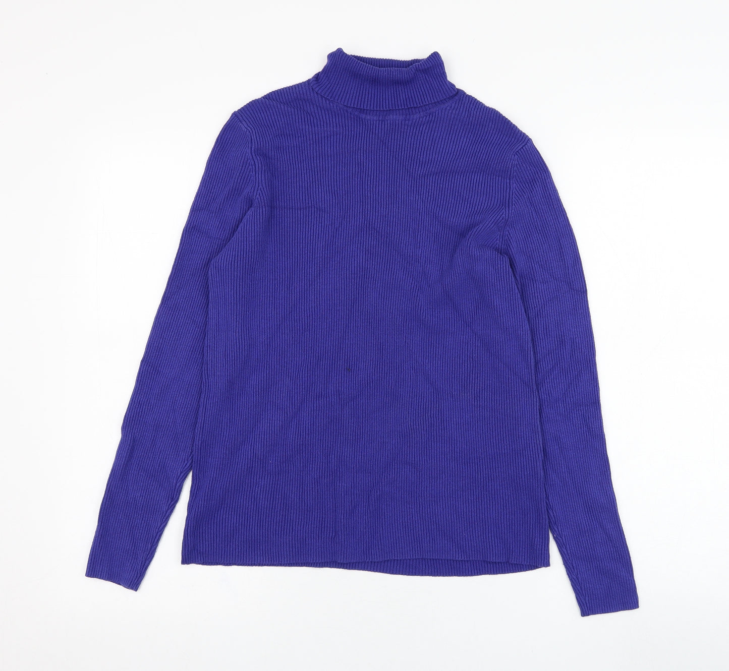 Marks and Spencer Womens Blue Roll Neck  Viscose Pullover Jumper Size 18