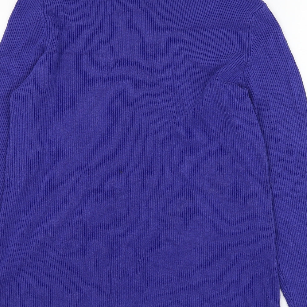 Marks and Spencer Womens Blue Roll Neck  Viscose Pullover Jumper Size 18