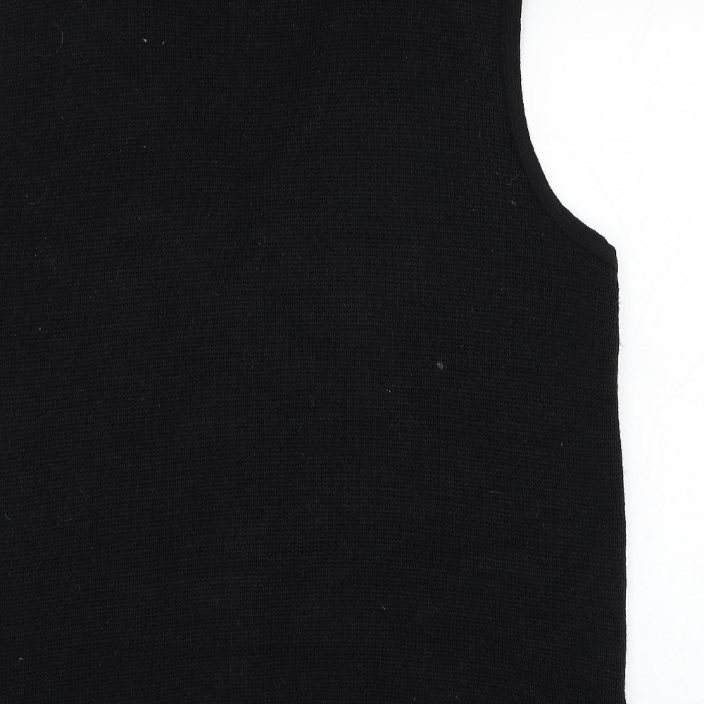 Burton Mens Black V-Neck Geometric Acrylic Vest Jumper Size L