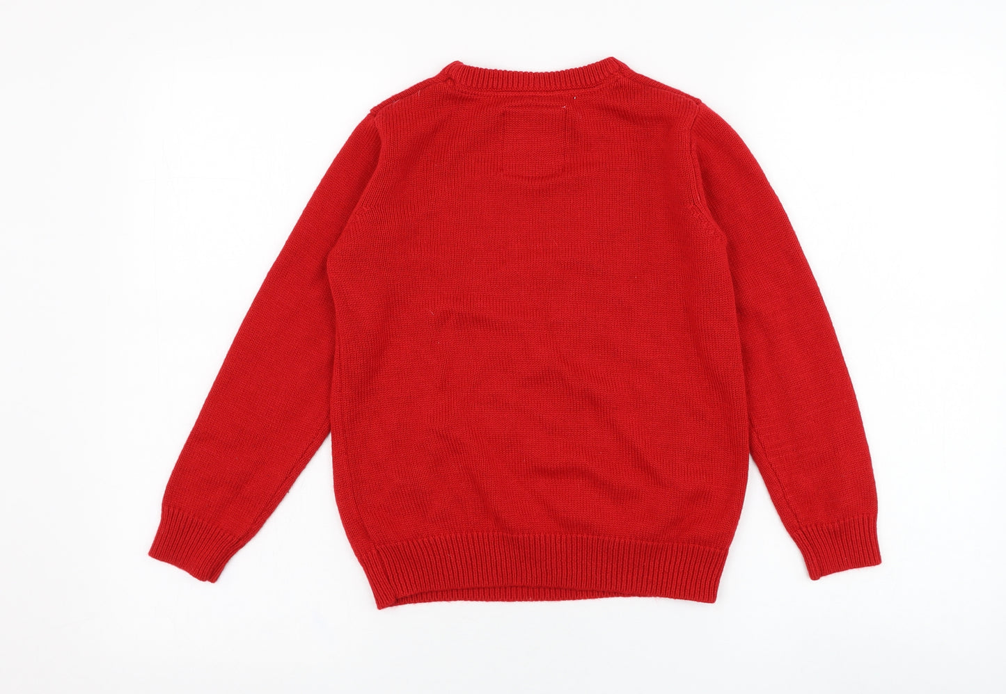 Primark Boys Red Round Neck  Acrylic Pullover Jumper Size 9-10 Years  Pullover - Christmas, Reindeer