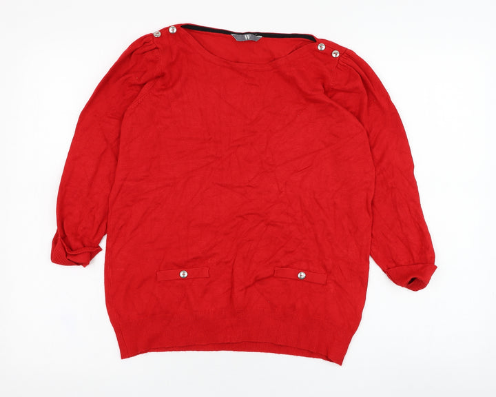 BHS Womens Red Round Neck Viscose Pullover Jumper Size 14