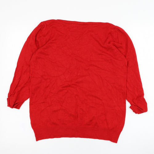 BHS Womens Red Round Neck  Viscose Pullover Jumper Size 14