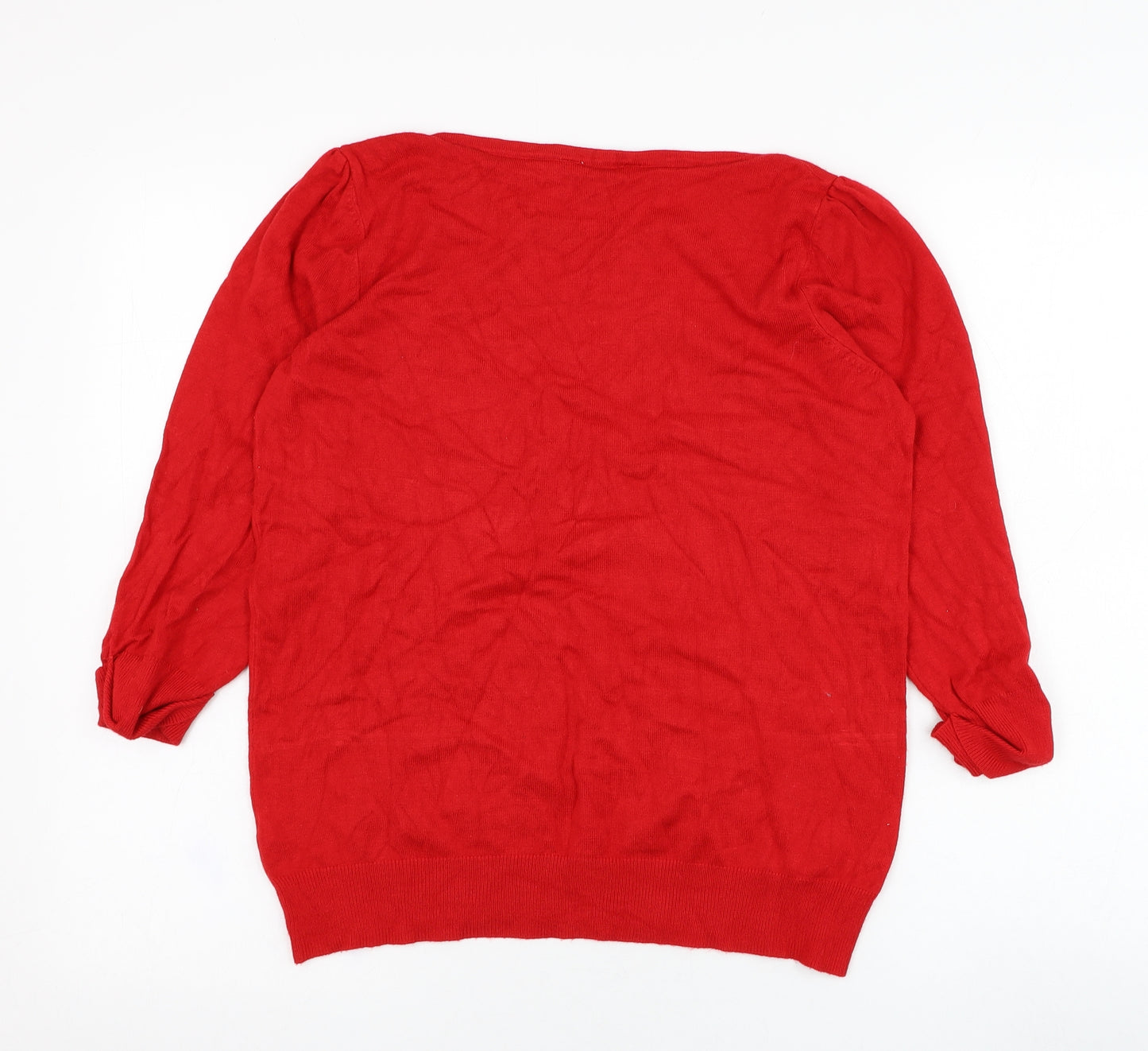BHS Womens Red Round Neck  Viscose Pullover Jumper Size 14