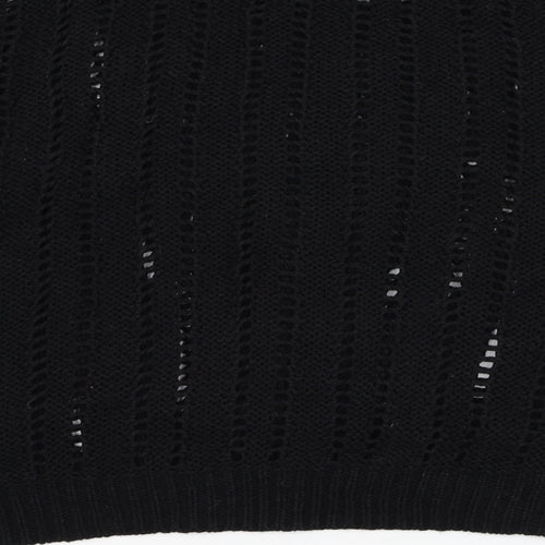 Peacocks Womens Black Round Neck  Acrylic Pullover Jumper Size M
