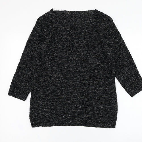 BM Womens Black Round Neck  Polyester Pullover Jumper Size S