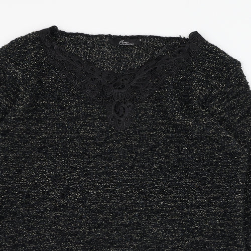 BM Womens Black Round Neck  Polyester Pullover Jumper Size S