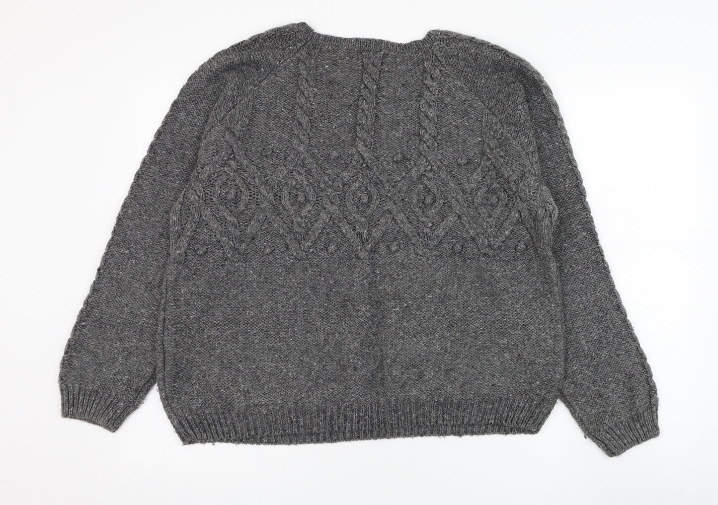 Papaya Womens Grey Round Neck  Acrylic Pullover Jumper Size 16