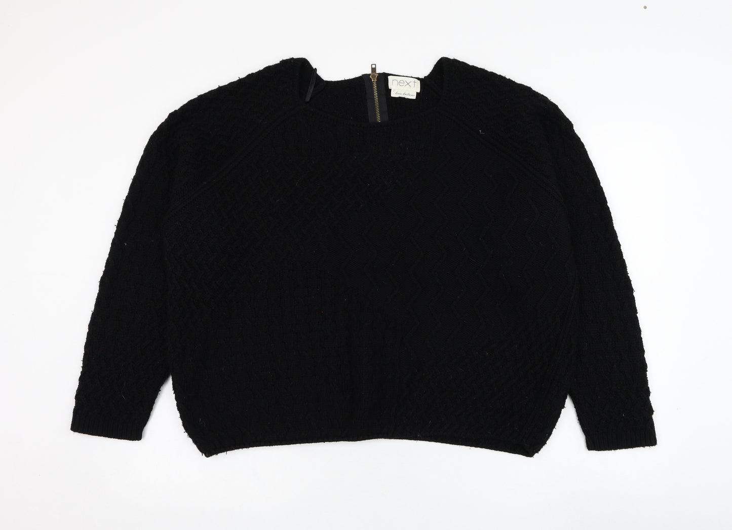 NEXT Womens Black Round Neck  Acrylic Pullover Jumper Size 18