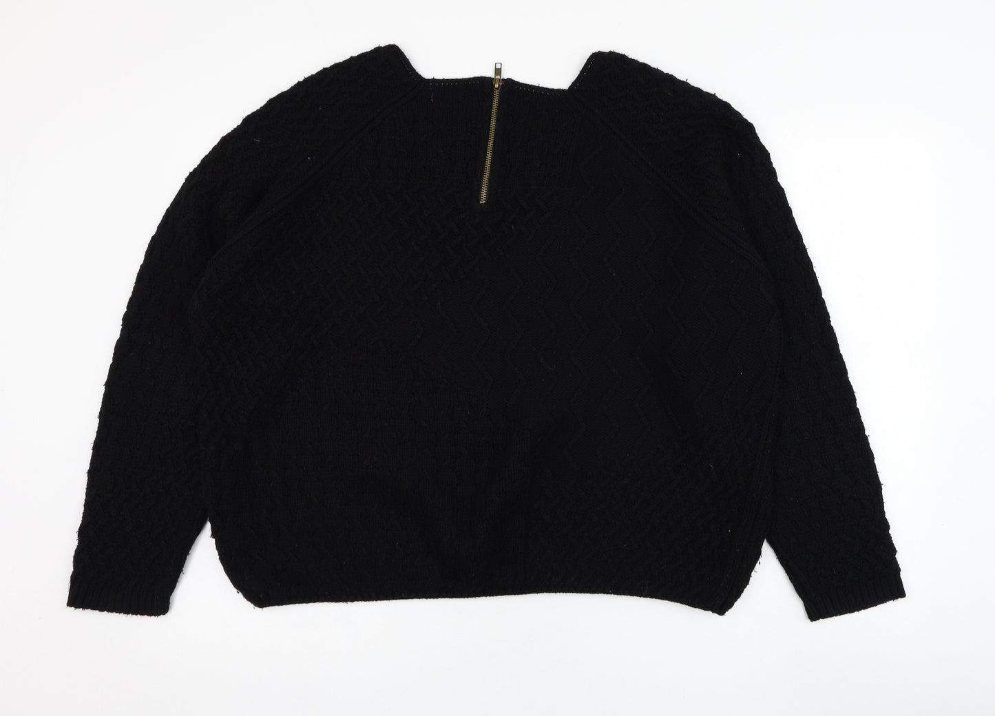 NEXT Womens Black Round Neck  Acrylic Pullover Jumper Size 18