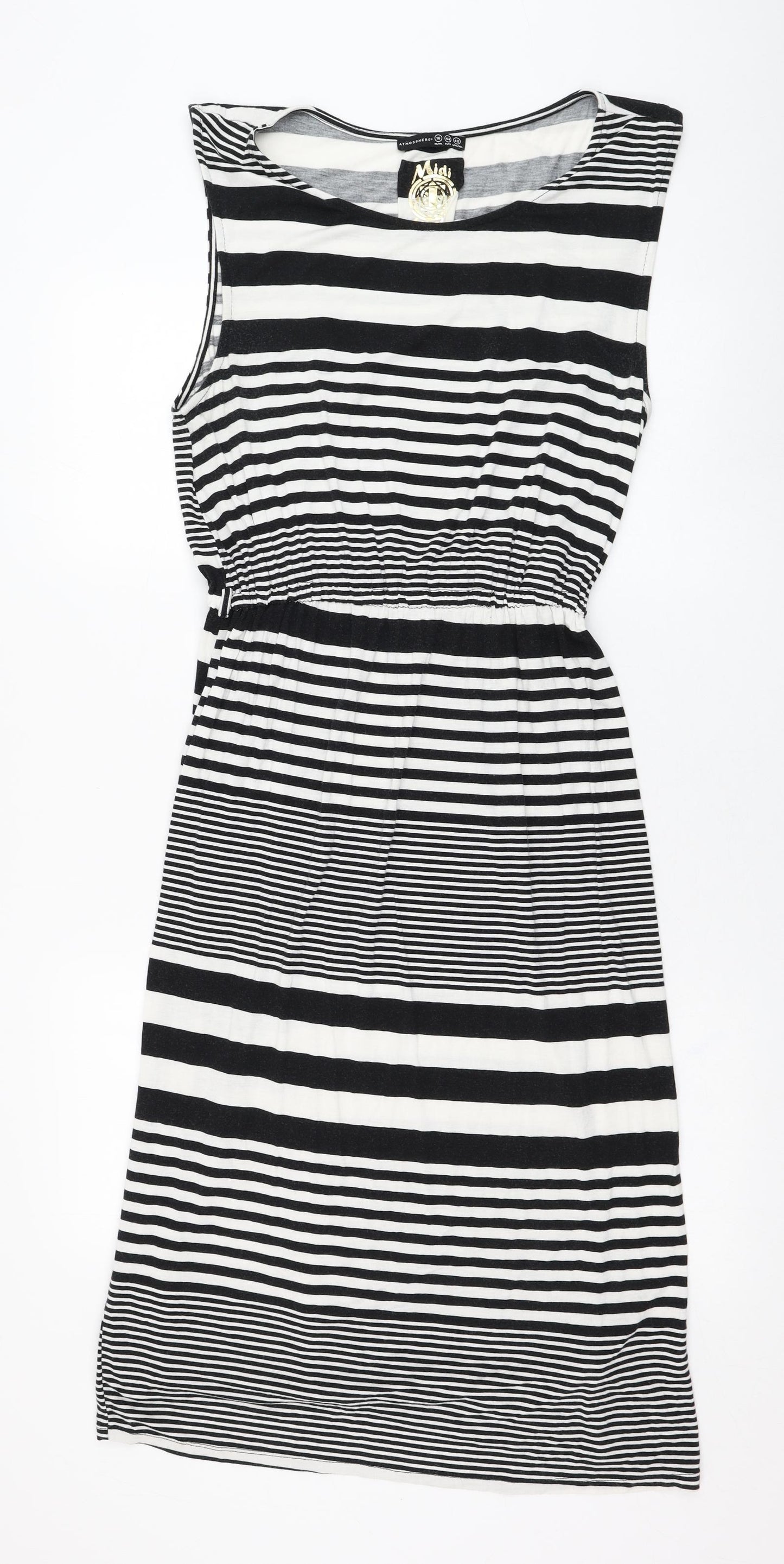 Atmosphere Womens White Striped Viscose Tank Dress  Size 16  Round Neck Pullover