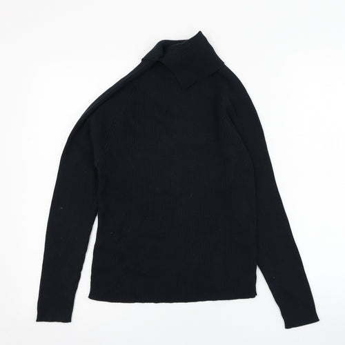 Larkbay Womens Blue Roll Neck  Cotton Pullover Jumper Size M