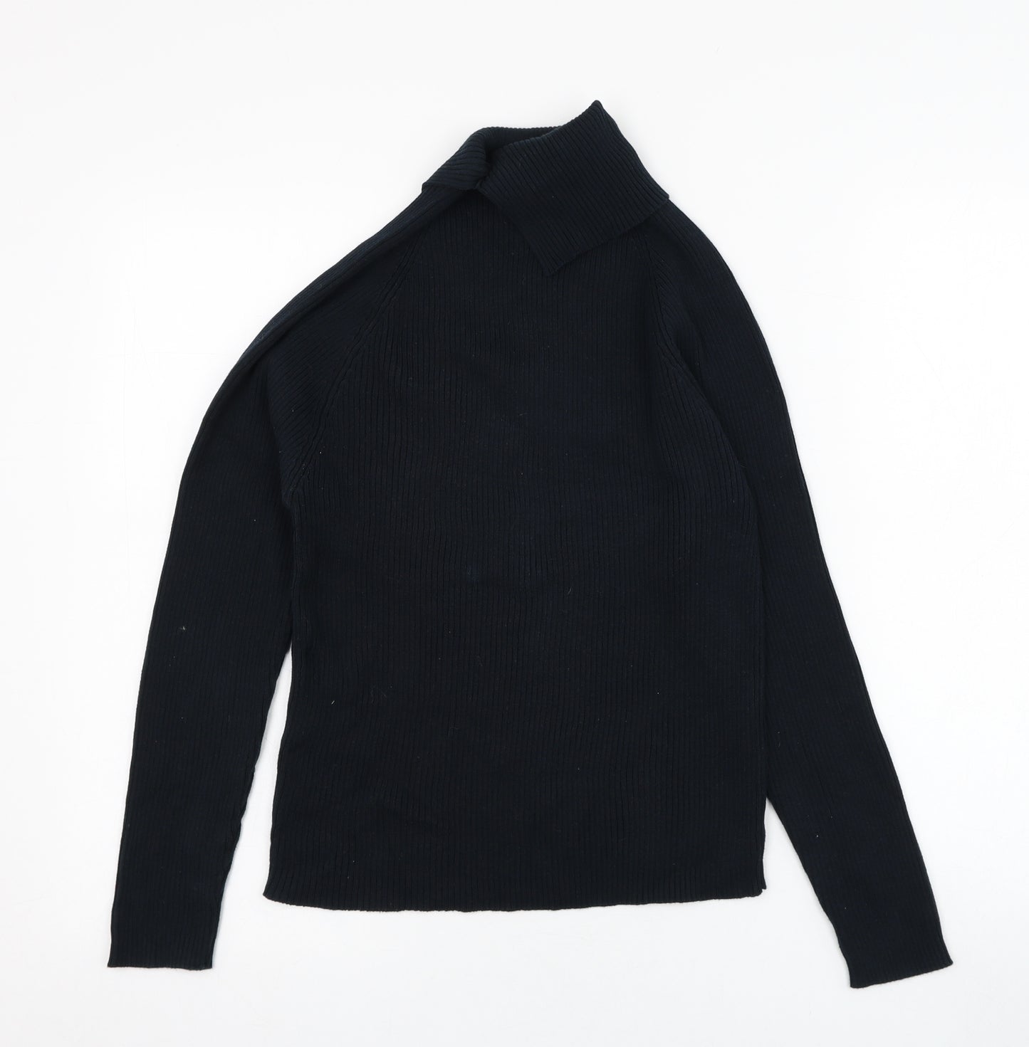 Larkbay Womens Blue Roll Neck  Cotton Pullover Jumper Size M