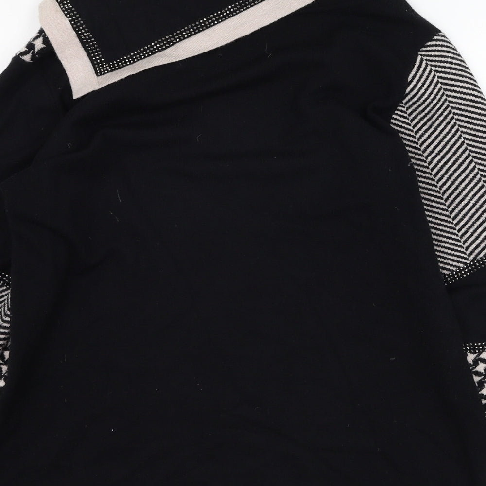 Passioni Womens Black Roll Neck Geometric Viscose Pullover Jumper Size M