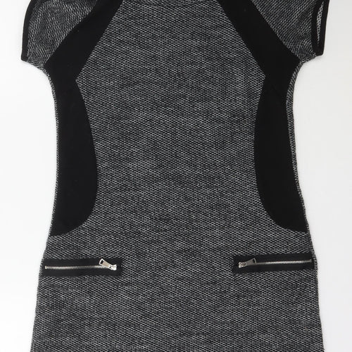 Quiz Womens Grey  Acrylic Bodycon  Size 10  Boat Neck Pullover