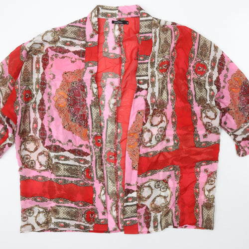 Boohoo Womens Red Crew Neck Floral Polyester Cape Jumper Size M