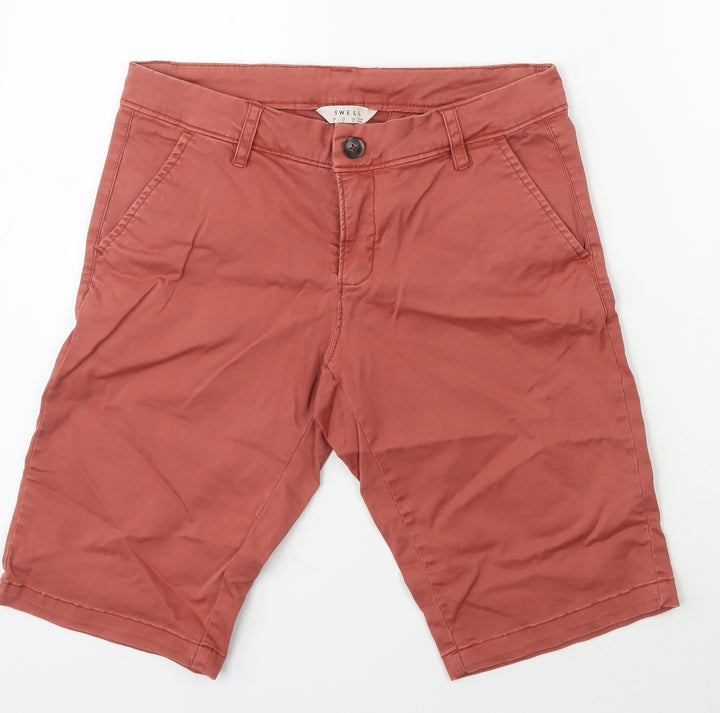 Swell Womens Pink Cotton Boyfriend Shorts Size 6 L12 in Regular Zip