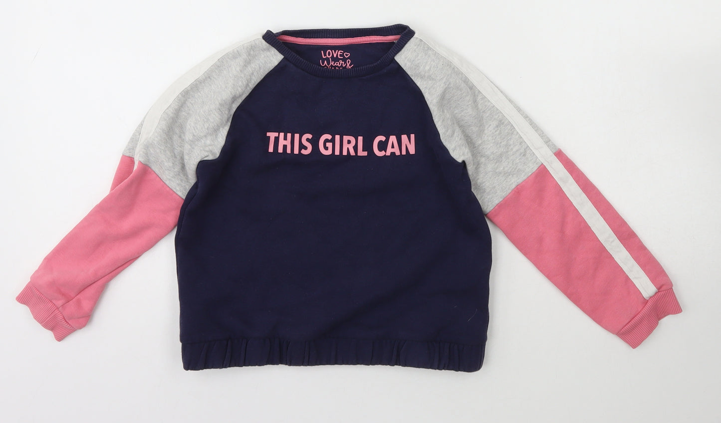 F&F Girls Blue  Cotton Pullover Sweatshirt Size 5-6 Years  Pullover - THIS GIRL CAN