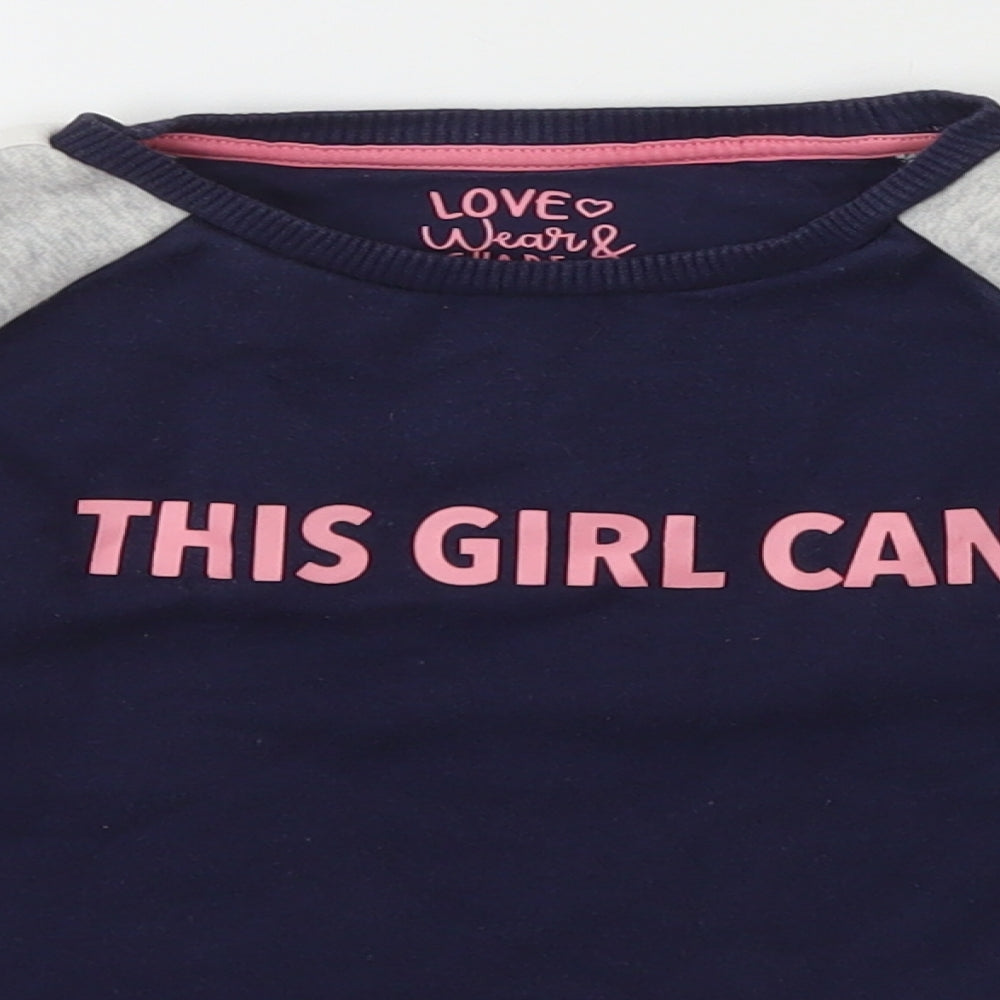 F&F Girls Blue  Cotton Pullover Sweatshirt Size 5-6 Years  Pullover - THIS GIRL CAN