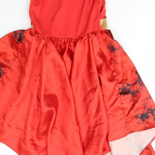 Morrisons Girls Red  Polyester Ball Gown  Size 5-6 Years  Off the Shoulder Pullover - Halloween Devil Fancy Dress