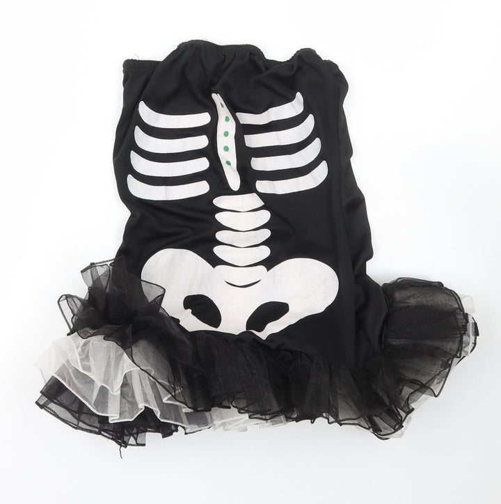 Smiffys Girls Black Polyester Pencil Dress Size M Off the Shoulder Pullover - Halloween Skeleton tutu