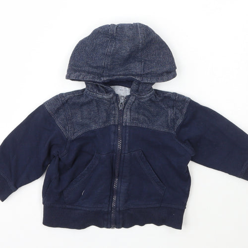 Matalan Boys Blue  Cotton Full Zip Jumper Size 6-9 Months  Zip