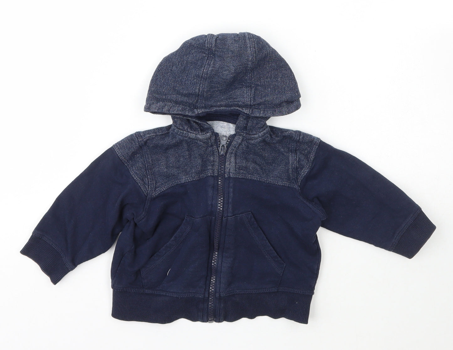 Matalan Boys Blue  Cotton Full Zip Jumper Size 6-9 Months  Zip