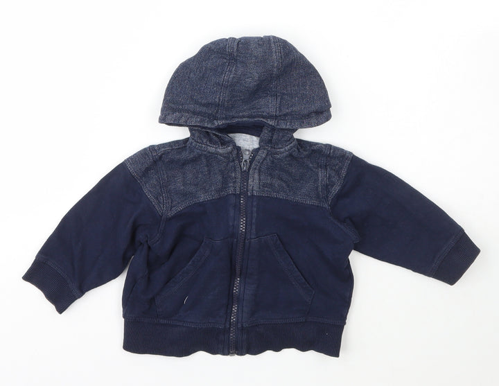 Matalan Boys Blue Cotton Full Zip Jumper Size 6-9 Months Zip