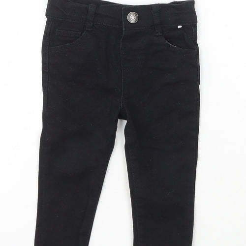 Denim & Co. Girls Black  Cotton Jogger Jeans Size 6-9 Months  Snap