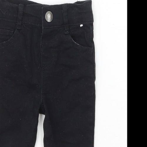 Denim & Co. Girls Black  Cotton Jogger Jeans Size 6-9 Months  Snap