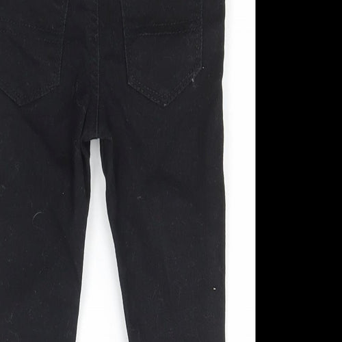 Denim & Co. Girls Black  Cotton Jogger Jeans Size 6-9 Months  Snap