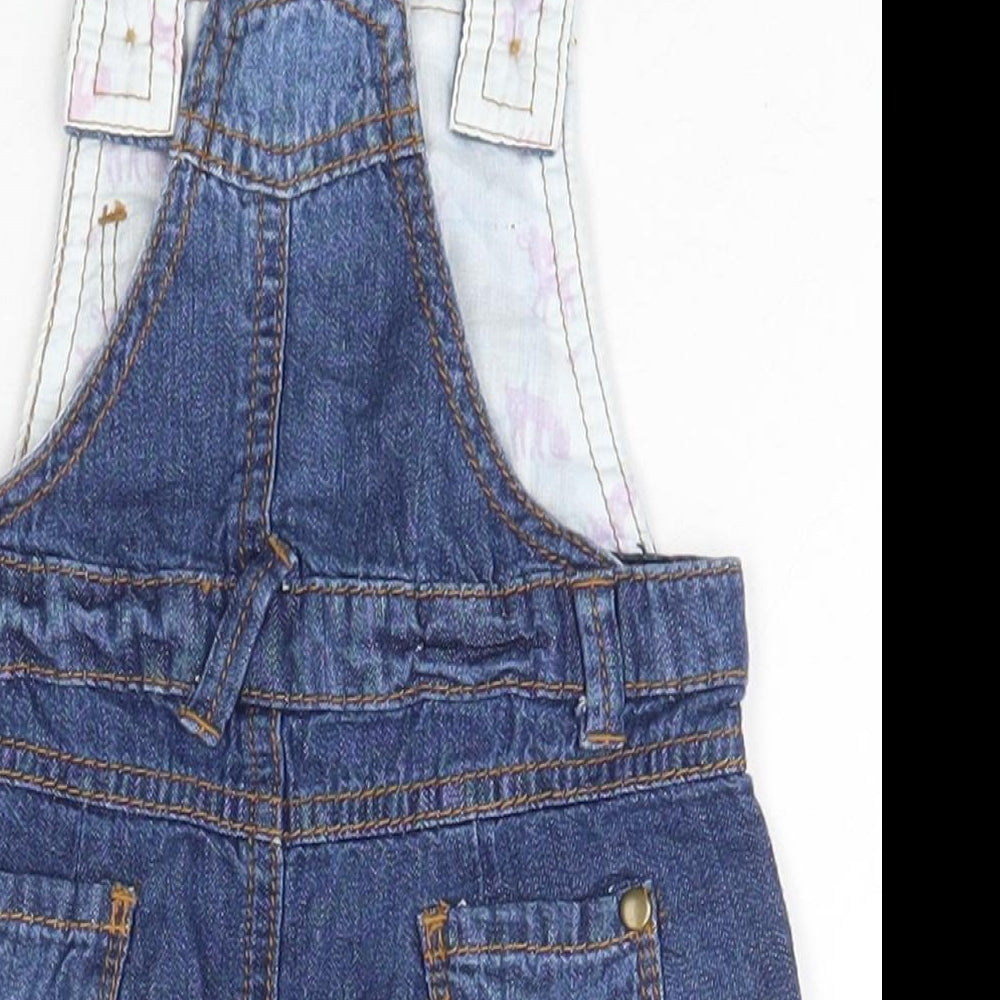 F&F Girls Blue  Cotton Dungaree One-Piece Size 0-3 Months  Button