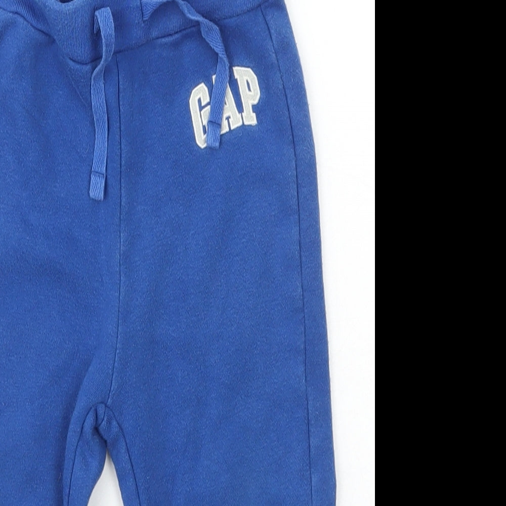 Gap Baby Boys Blue  Cotton Jogger Trousers Size 2 Years  Regular Tie