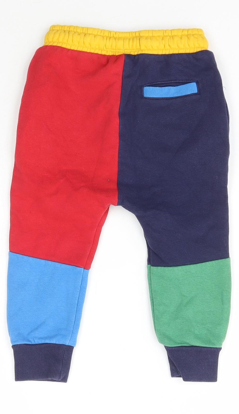 NEXT Girls Multicoloured Colourblock Cotton Jogger Trousers Size 2 Years  Regular Tie