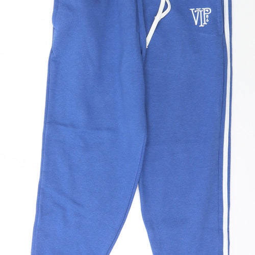 Varsity Team Players Mens Blue Striped Cotton Jogger Trousers Size L L25 in Regular Drawstring